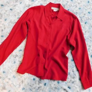 Women's Petite Red Button Down